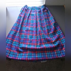 Vintage Diane Von Furstenburg Wool Plaid Midi Skirt Sz 10 Preppy Academia